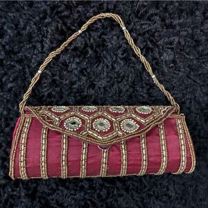 Elegant Red Beaded Clutch